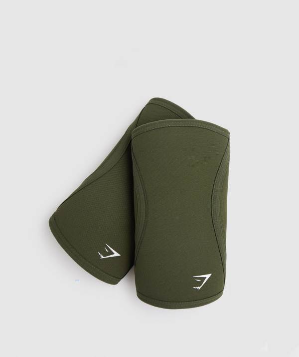 Panske Knee Sleeves Gymshark Knee Sleeves 5mm Olivovo Zelená Zelene | KV5268193